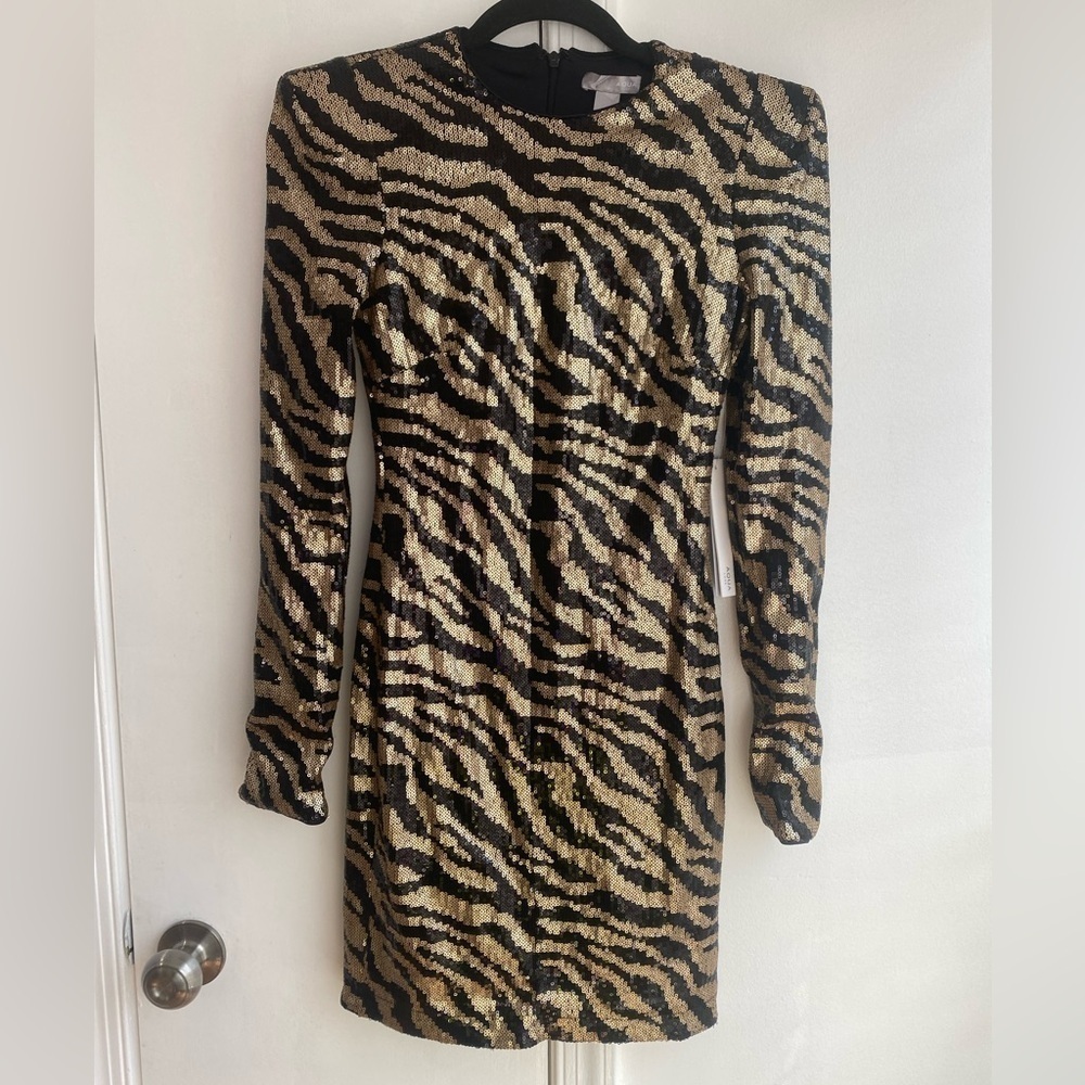 Aqua Zebra Print Sequin cocktail Dress, small